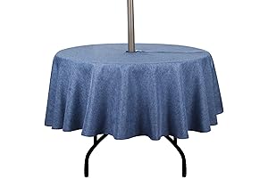 Outdoor Tablecloth Round with Zippered Umbrella Hole