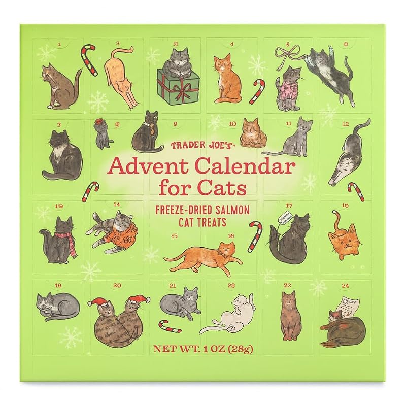 Calendário do Advento para Gatos com Salmão e Alga Marinha Desidratada Trader Joe's Advent Calendar for Cats, 141 g