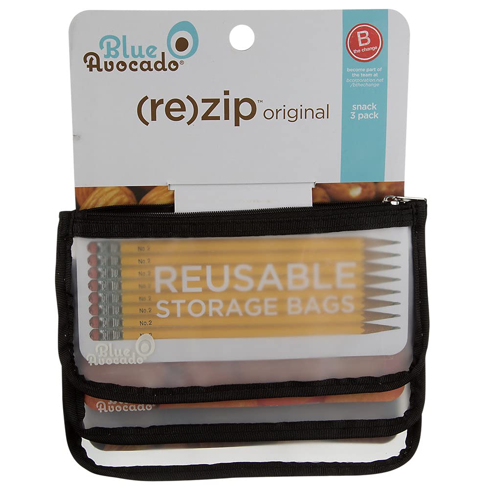 Blue Avocado, Bag Rezip Original Small Black, 3 Count