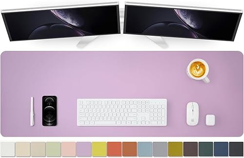 Miniatura 49 de Tapete de escritorio de piel antideslizante de poliuretano (PU), para organización de escritorio y accesorios, ideal para alfombrilla de mouse y de