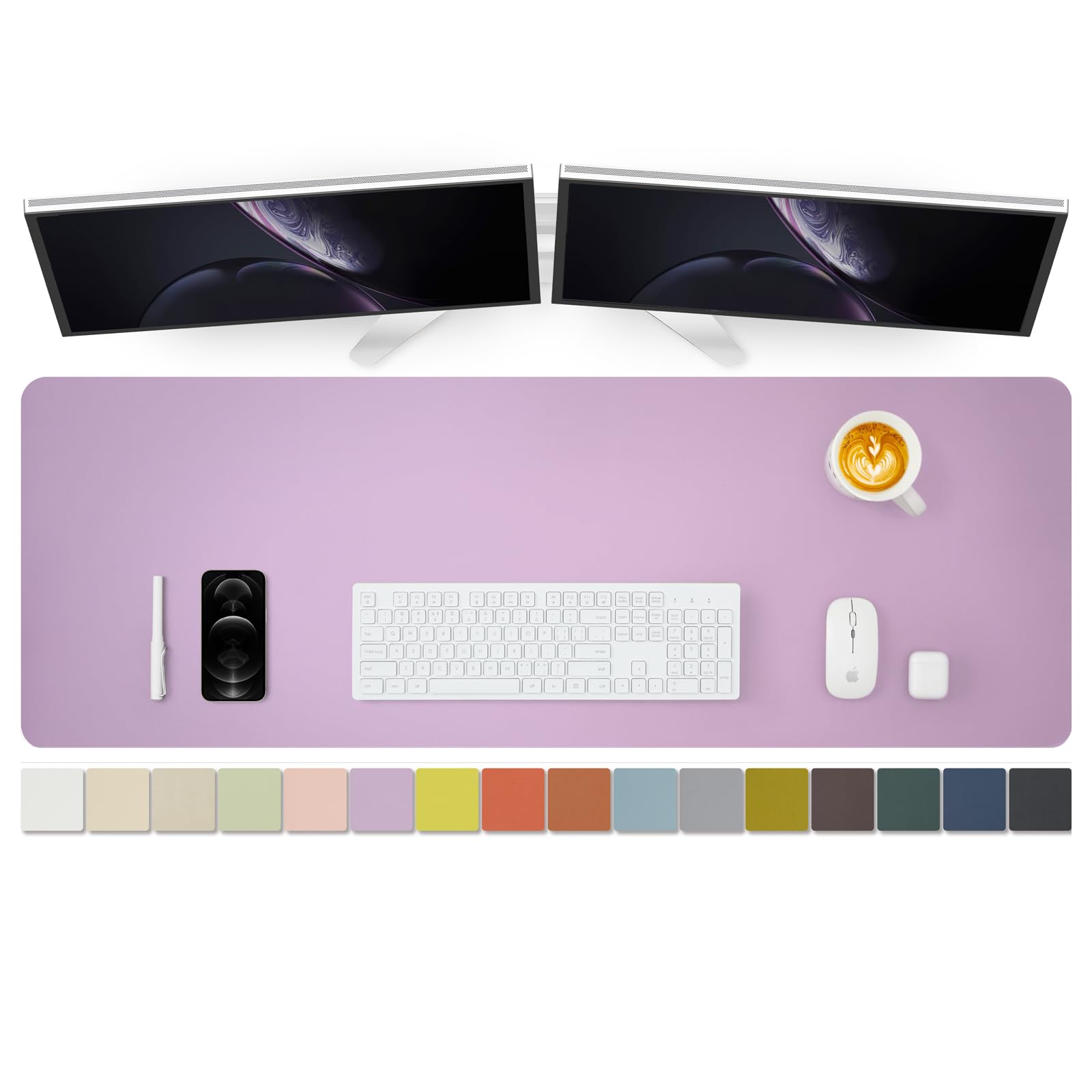 HOMIEAZICOZI Large Desk Mat - 47.2"x 17" Non-Slip PU Desk Pad for Office and Home - Ideal for Large Mouse Pad and Desk Mats on Top of Desks(Purple)