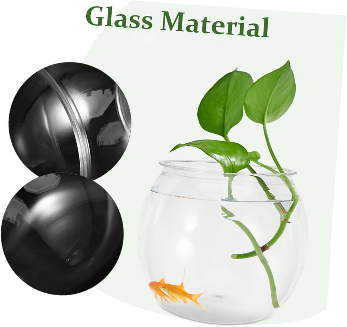 Cabilock Unbreakable Plastic Betta Fish Tank Globe, Large Round Desktop Aquarium Bowl with Shrimp Tank Design, Eco-Friendly Mini Fish Bowl for Office and Home Decor