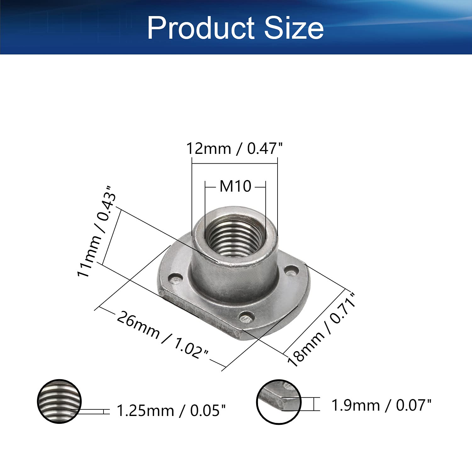 Uxcell M4 Square Weld Nuts – Carbon Steel UNC Machine Screw Nuts, 8mm X 4mm, 20-Pack For Pipe Furniture & Trolley Casters