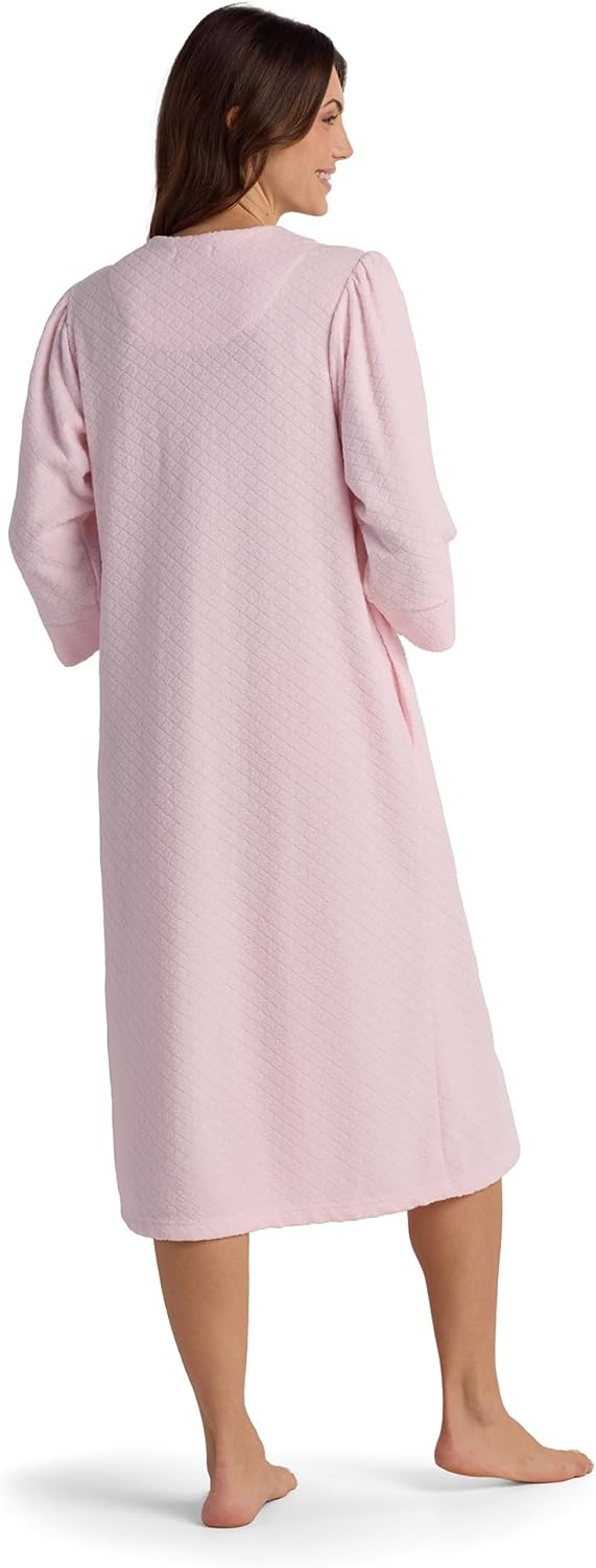 Miss Elaine Women's Brushed Back Terry Long Robe, Zipper Robe, Sleepwear and Loungewear - Image 2