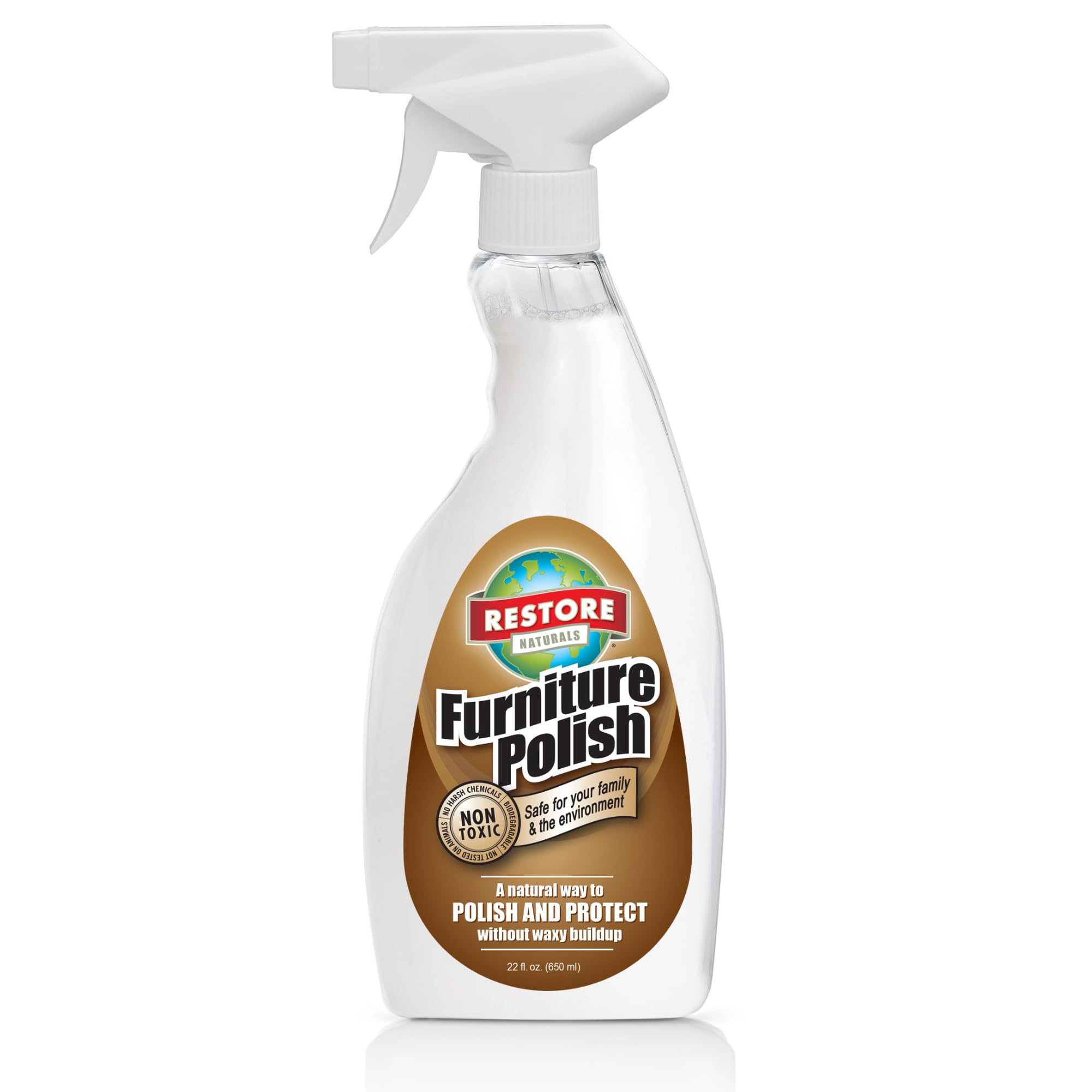 Restore Naturals Furniture Polish Spray - 22 Fl Oz - Furniture Polish Restorer for Finished Wood, Metal, Vinyl, Plastic, and Laminated Surfaces - 3 Pack