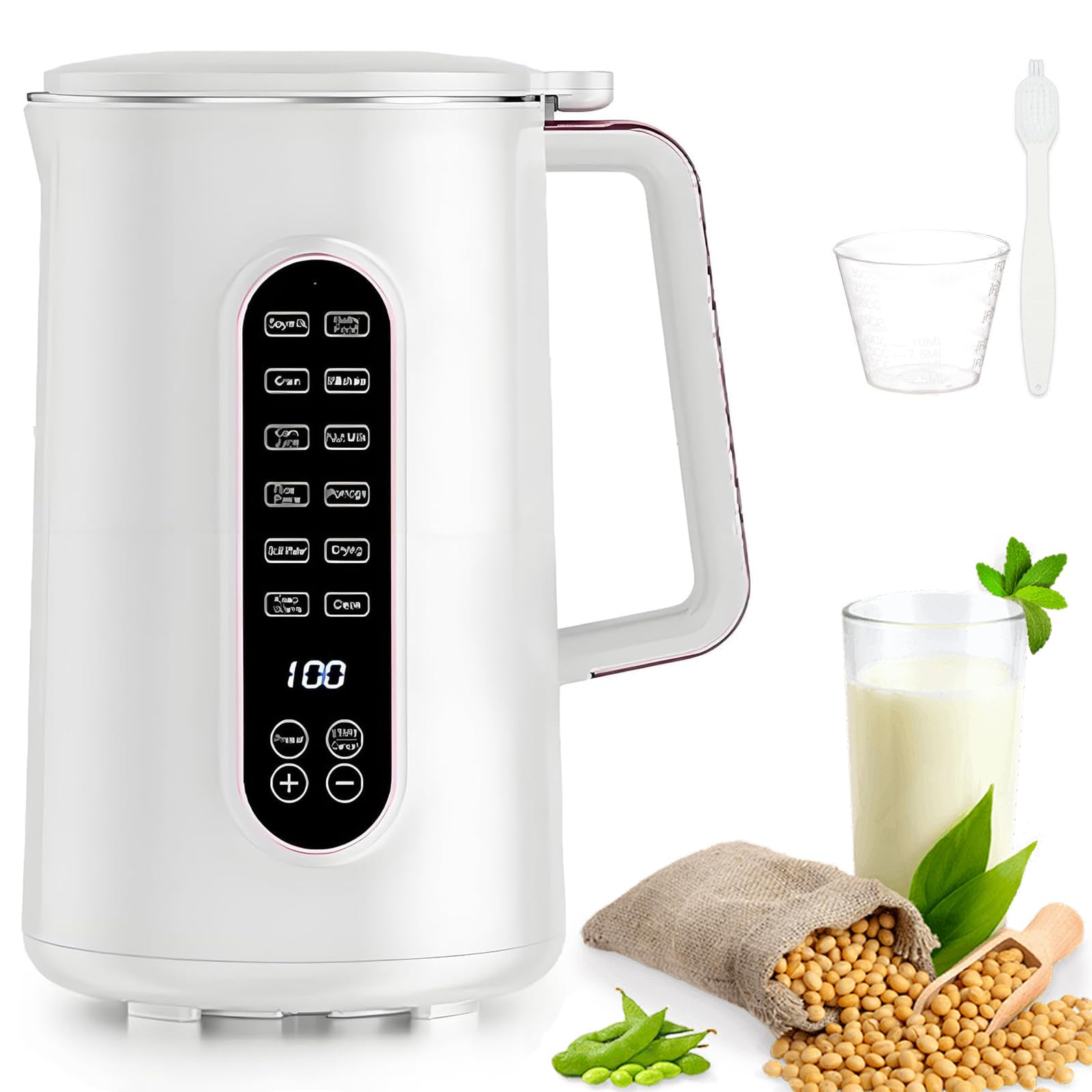 Maszyna do robienia mleka orzechowego, 1,5 l, maszyna do mleka sojowego, 12 w 1 z timerem 12H, automatyczne czyszczenie, utrzymywanie ciepła, ostrze ze stali szlachetnej, maszyna do mleka roślinnego