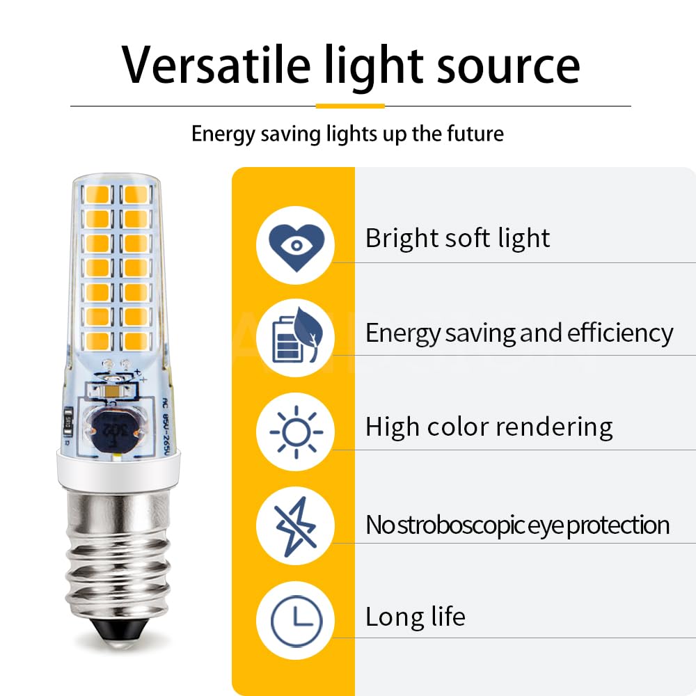 Ruiandsion E14 LED-Birne 220V Warmweiß 5W AC/DC 85-265V 50W Halogen-Äquivalent Nicht dimmbar für Deckenventilatoren Kronleuchter Kühlschrank Salzlichter (10er Pack)