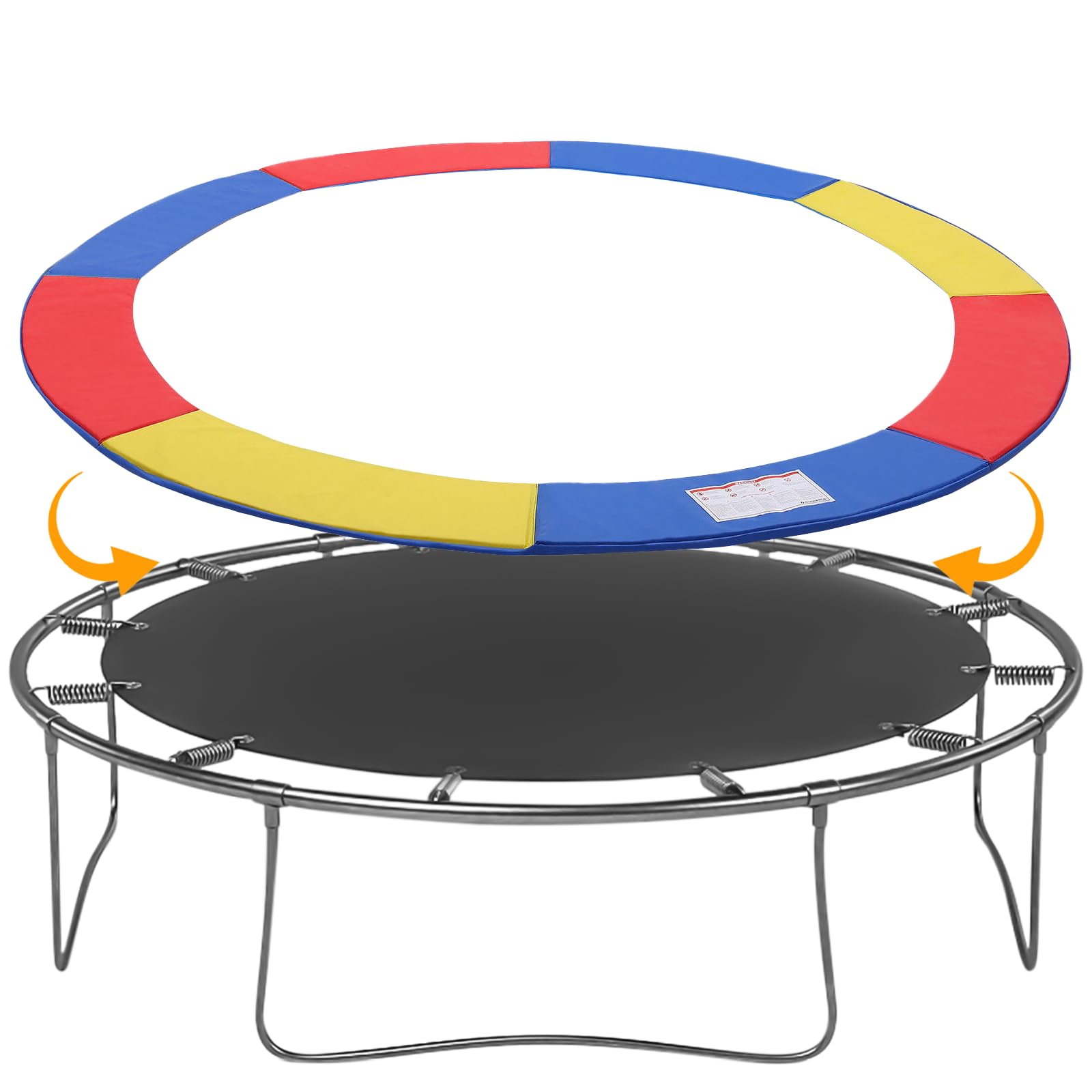 Trampoline Pad Replacement, 12FT 14FT 15FT Trampoline Spring Cover, Thickened EPE Foam Tear-Resistant Waterproof Safety Pad, No Holes for Pole