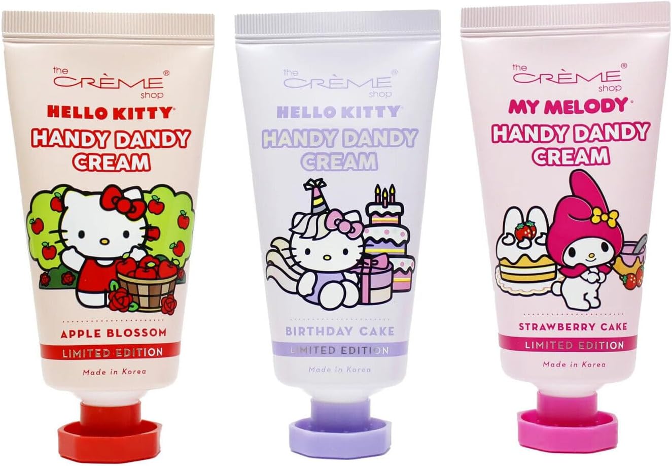 the CREME shop Hello Kitty limited edition dry skin repair hand creme trio with shea butter & vitamin e