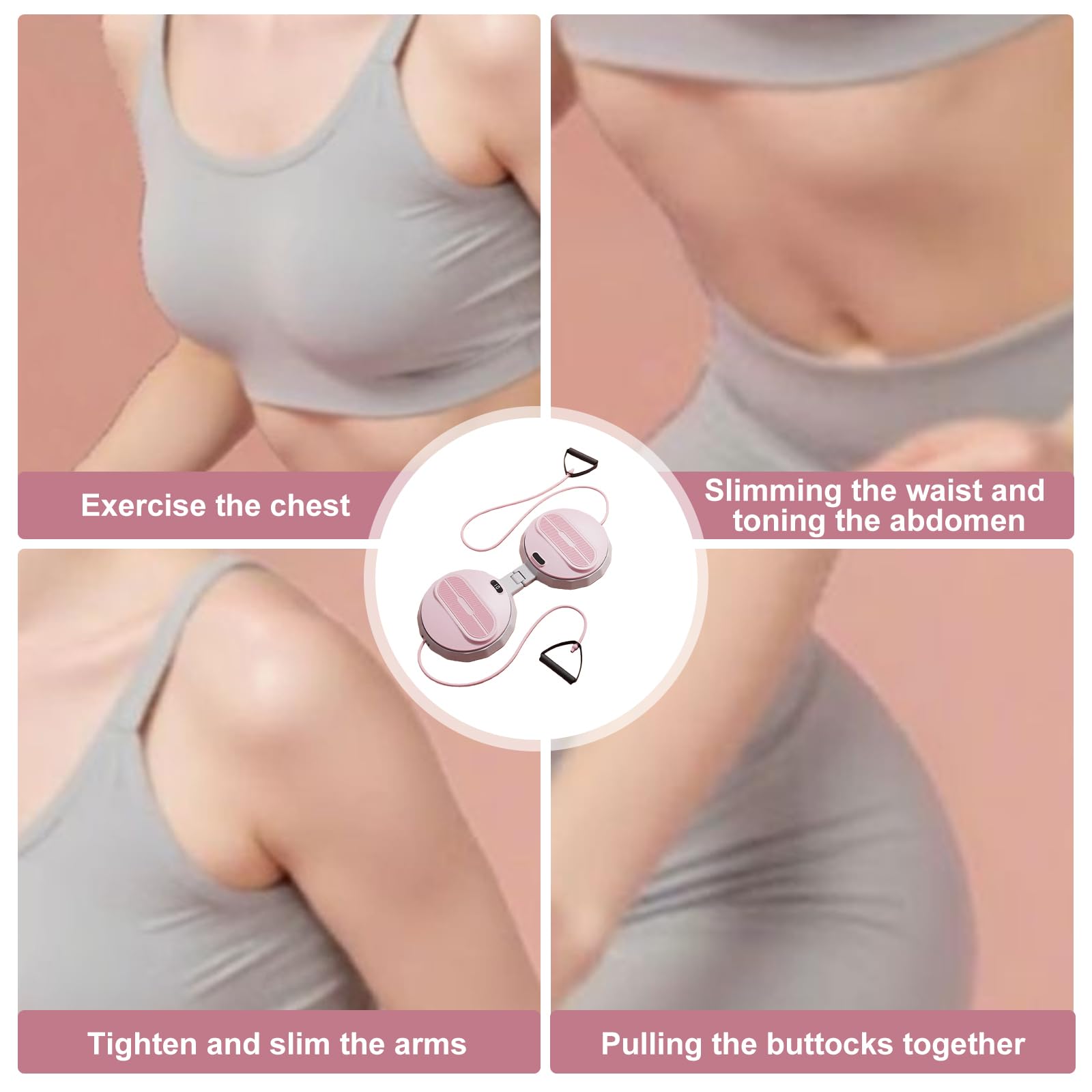 Waist Twister Machine, Disco a Vita Pieghevole con Contapassi & Coulisse, Attrezzatura Fitness per Casa, Capacità di Carico 400KG, Tavola Twist Antiscivolo per Dimagrimento - Rosa