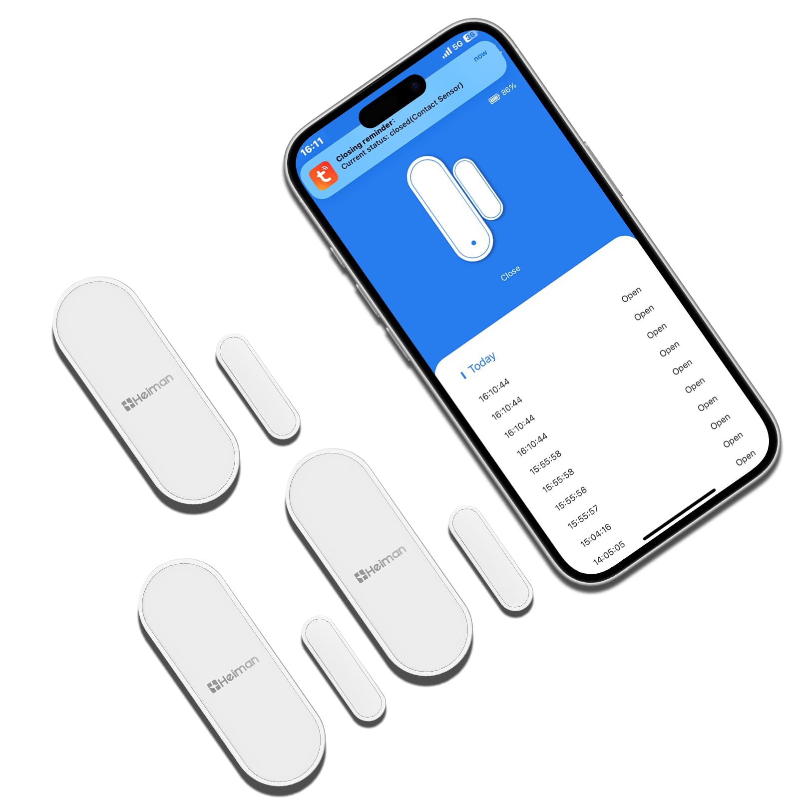 HEIMAN WiFi Door Sensor 3Packs Smart Window Door Sensor Alarm, Contact Sensor for Home Security, Wireless Magnetic Door Detector and APP Remote Notification Compatible with Alexa and Google Assistant