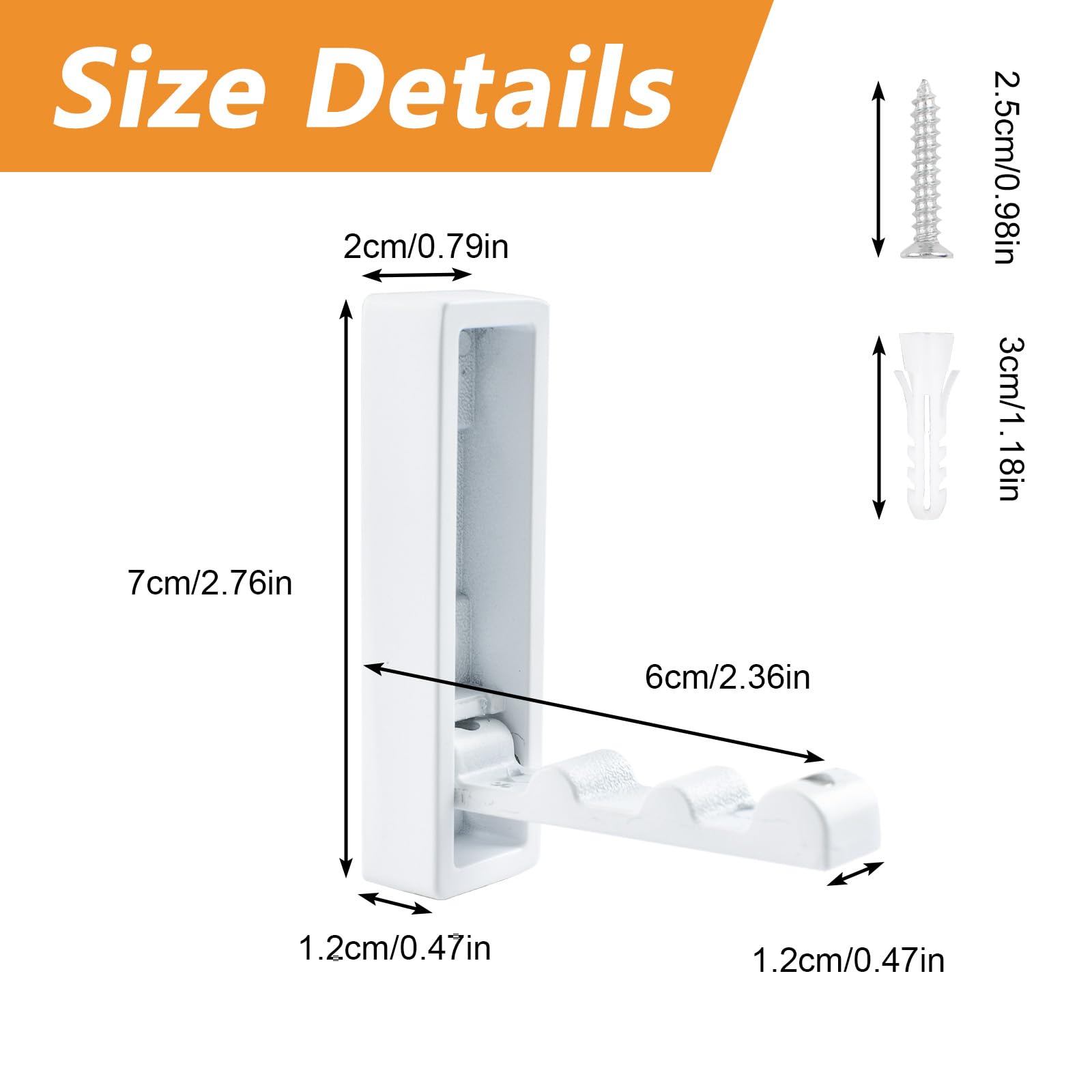 MOROBOR 2pcs Square Folding Wall Hook Non-Slip Heavy Duty Foldable Coat Hook Zinc Alloy Wall Hanger Retractable Support Hooks for Hanging Coat Bags Backpack Towel(White) - Image 2