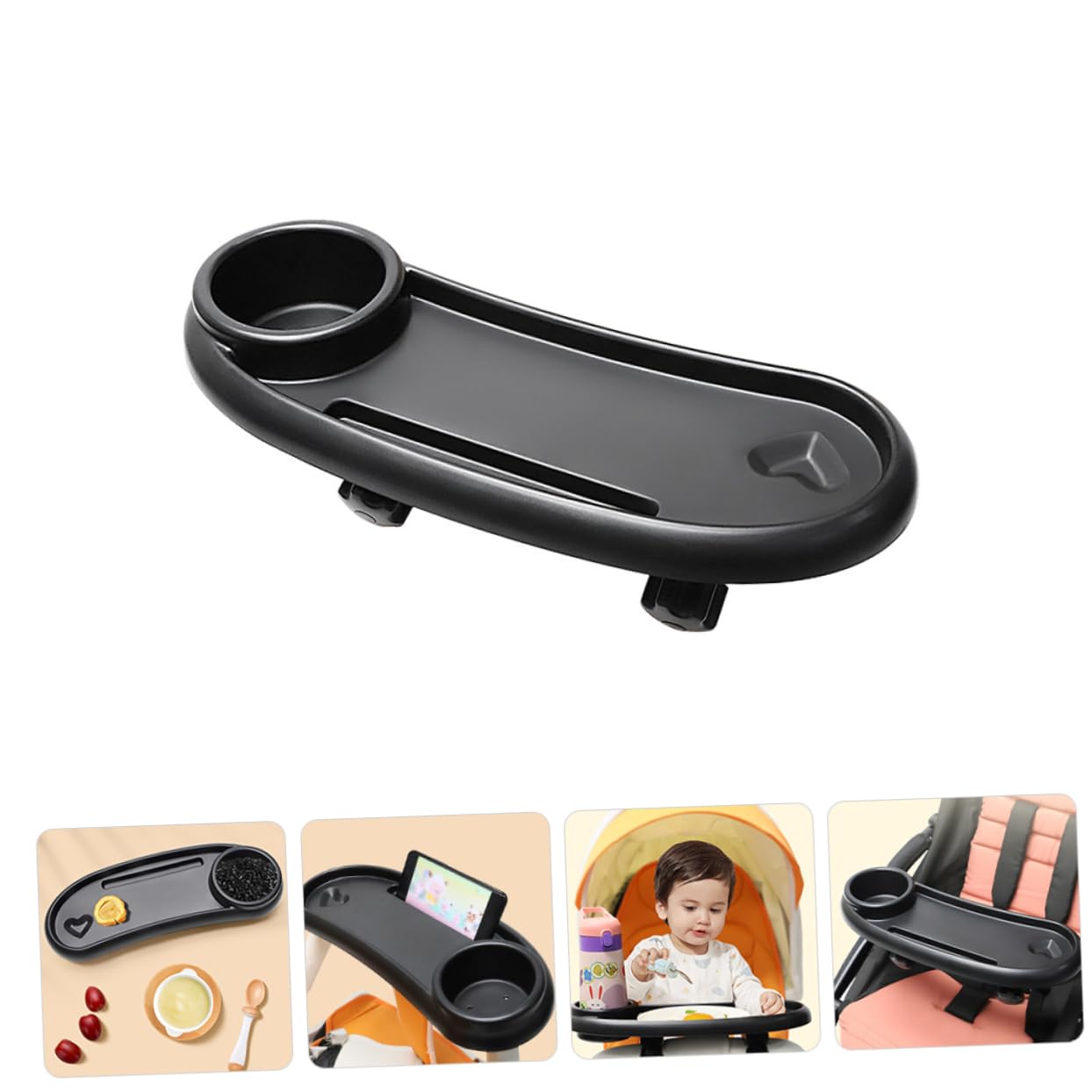 Plateau à Goûter pour Poussette en Plastique Noir, pour Bébé