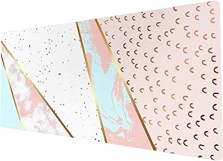 Extra Large Mouse Mat | XXL Mouse Pad | Desk Mat Large | Extra Large Mouse Mat Gaming | Full Desk Mouse Mat | Gaming Mouse Pad Large | 900 x 400 Mouse Mat | Pink Blue White Geometric