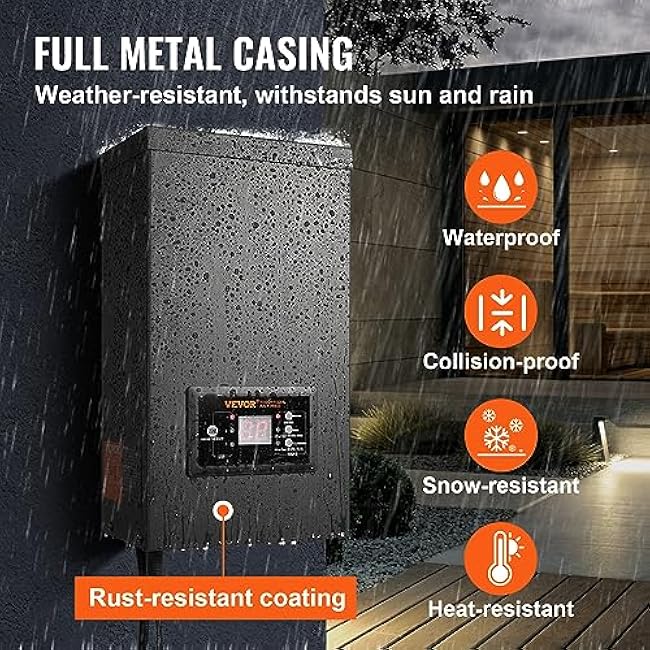 VEVOR 600W Landscape Transformer, Timer & Photocell Sensor Equipped, Weatherproof Outdoor Lighting Converter, 120V AC to 12V/14V AC, Ideal for Exterior, Spotlight, Pathway,ETL