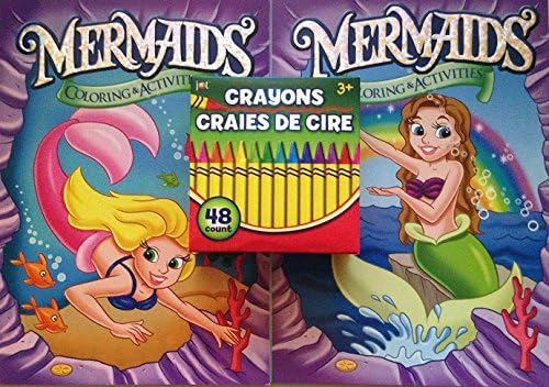 Mermaids Coloring books with 48 crayons Bundle