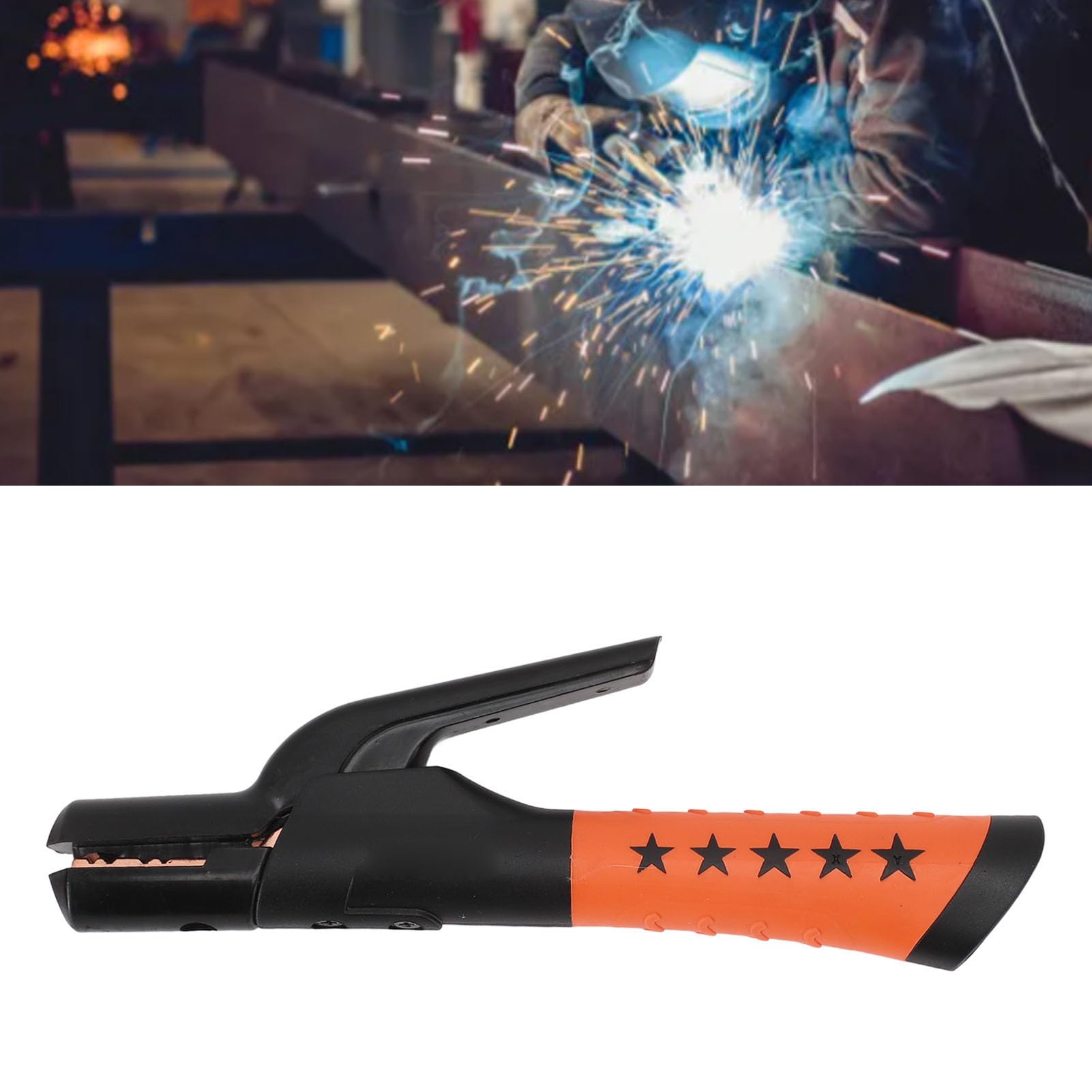 lvifloae 800A Welding Electrode Holder, Stick Shaped Electrode Holder with Insulated Handle, Groove Jaw Heavy Duty Stick Welding Rod Clamp for 10 to 20in Cable