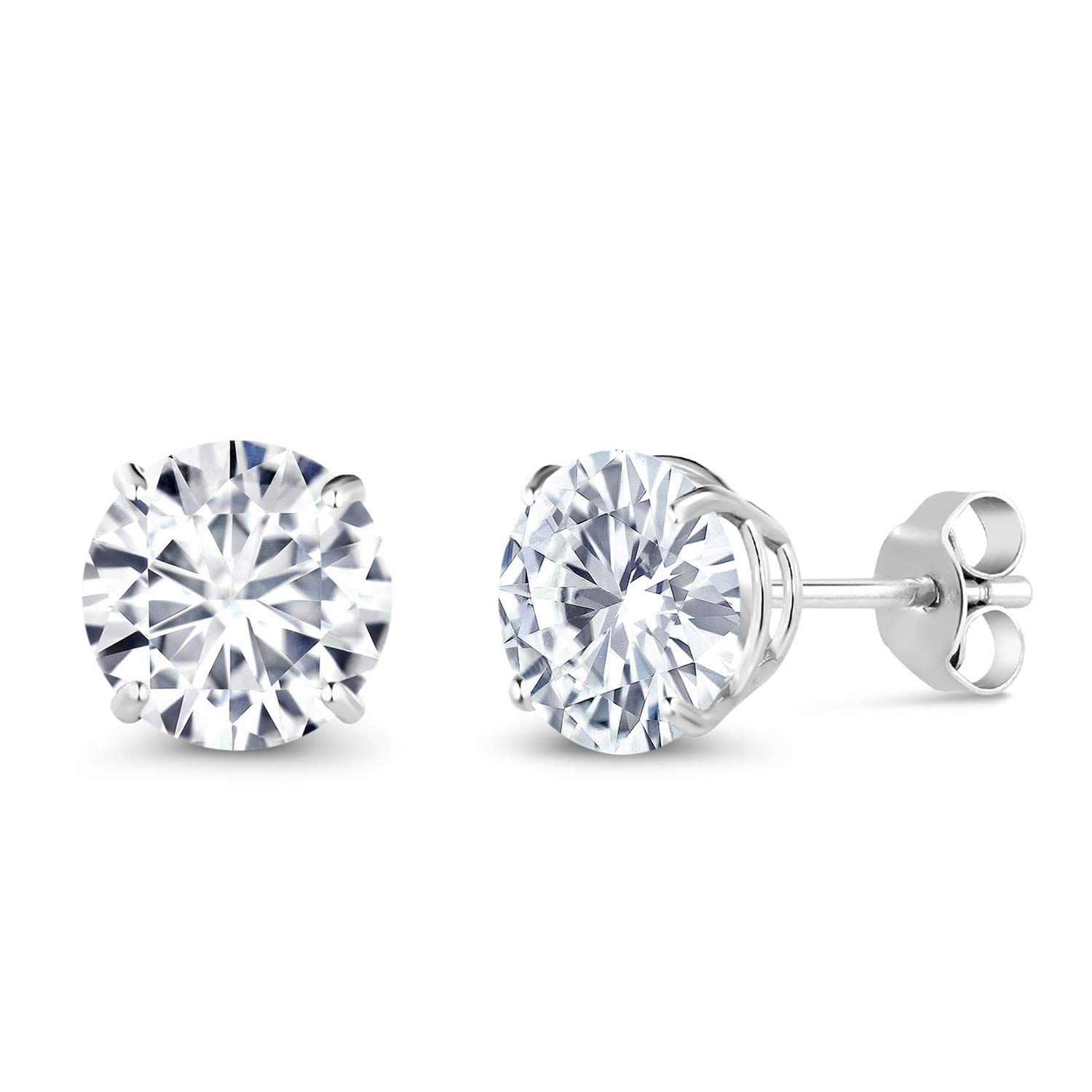 - 1.00 Cttw Round White Lab Grown Diamond 18K White Gold Stud Earrings | Gold Earrings For Women Men