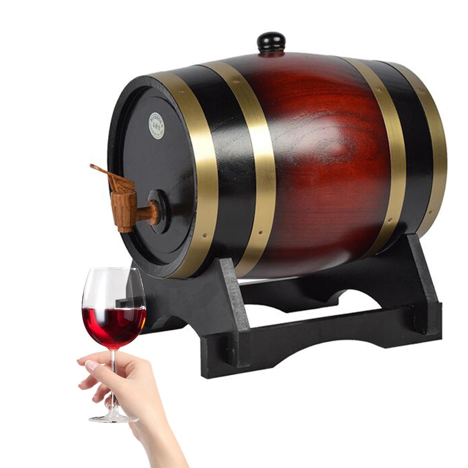 Wine Barrel - Oak Aging Barrel, Wooden Drink Barrel | 1.5l and 3l Personalized Barrel with Stand and Spigot, Wooden Drink Barrel Wine Stand for Storing Whiskey Beer Wine Bourbon Tequila