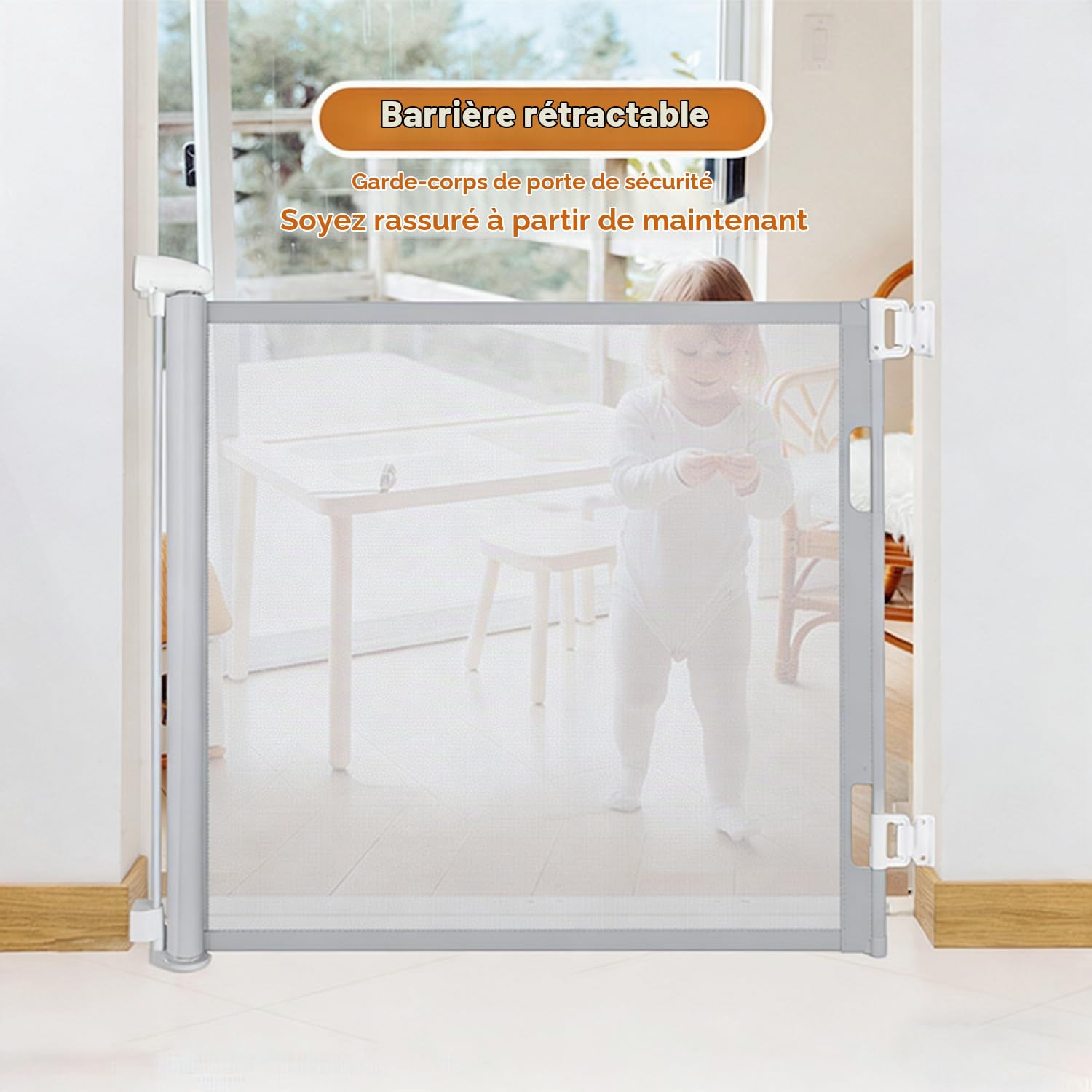 Barriere De Securite Enfant Extensible 0-150 Cm, Barriere Extensible pour Chien, Protection Exténsible Opération à Une Main pour Escaliers, Couloirs, Intérieurs Et Extérieurs