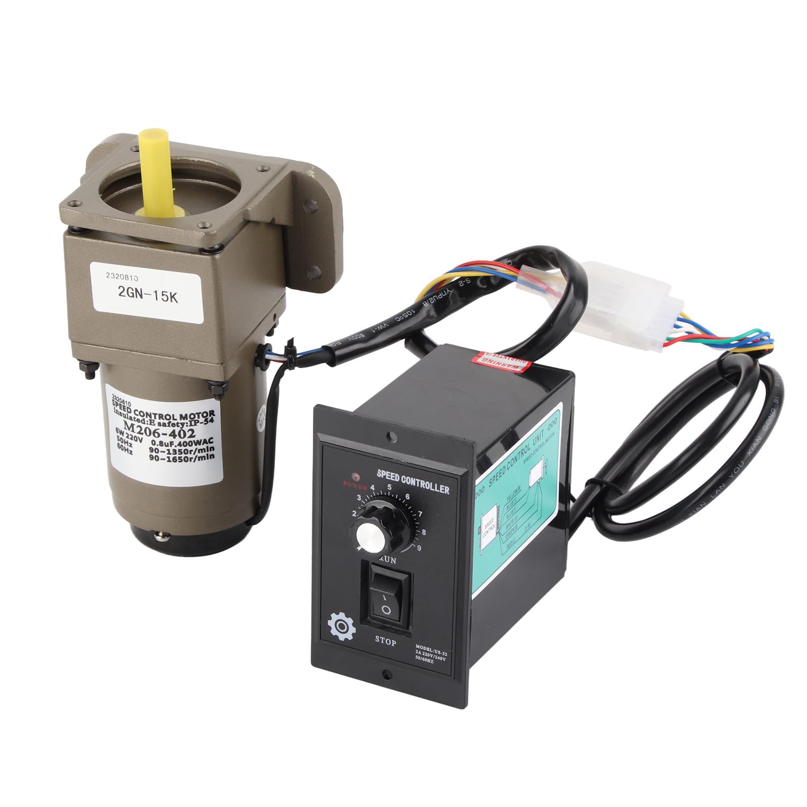 FTVOGUE Motor de Engranajes de CA Motor Asíncrono Monofásico de Metal 220 V 6 W Velocidad Ajustable 140 a 280 RPM de Desaceleración Reversible para Embalaje Equipo Transportador Textil (Relación de
