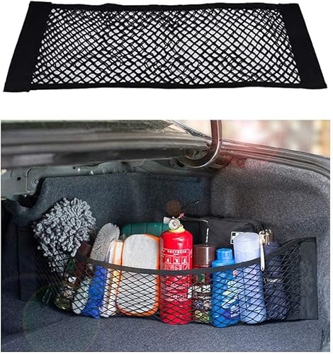 MCARCAR KIT Organizador universal del maletero del asiento trasero de la parte trasera de la red de malla de carga de nylon flexible del