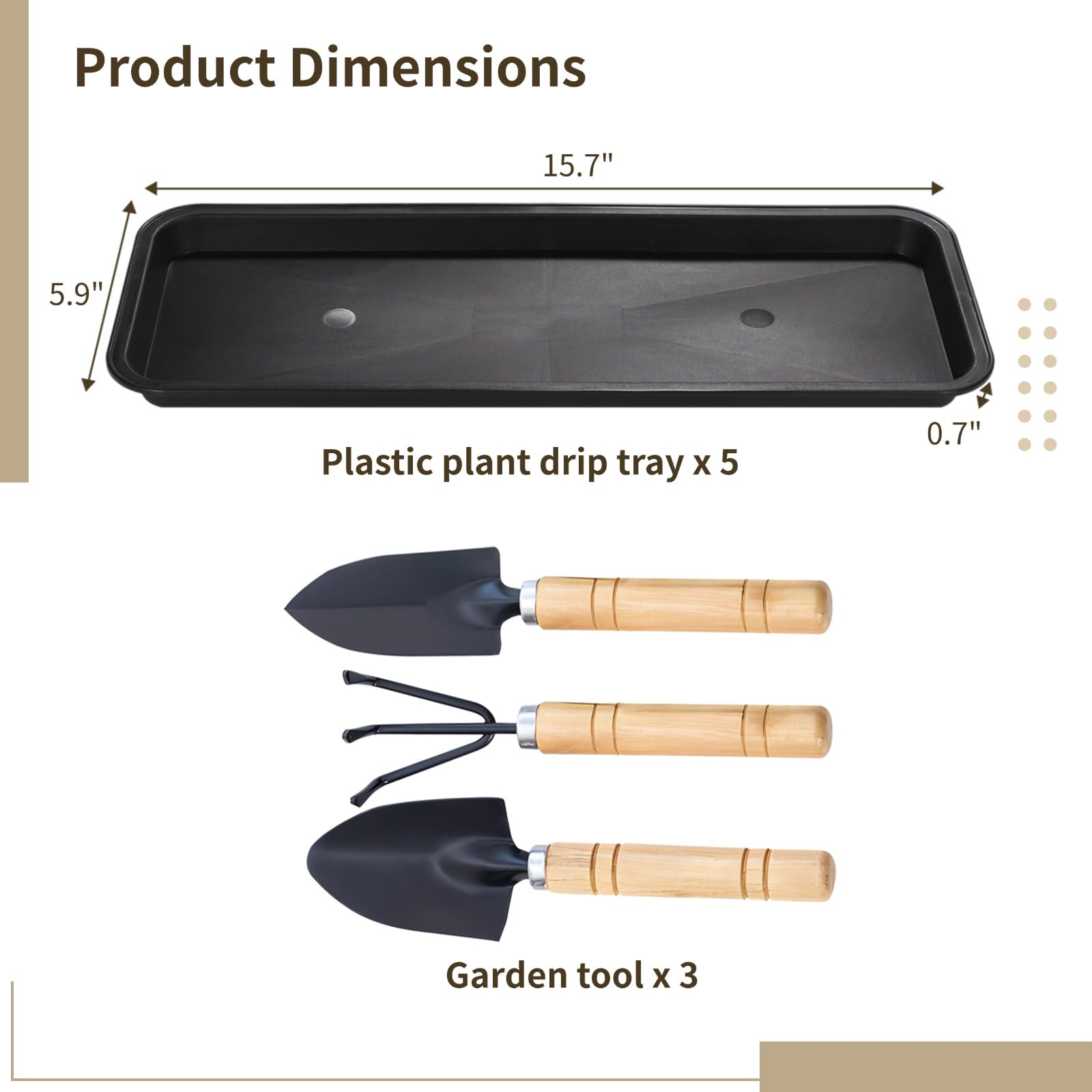 Générique 5 soucoupes rectangulaires en plastique pour pots de plantes, noires, 15,7 x 5,9 x 0,7 pouces, pour intérieur et extérieur, adaptées aux rebords de fenêtre et aux pots de fleurs