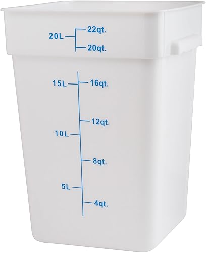 Winco Contenedor cuadrado de almacenamiento, 22 cuartos de galón, blanco, mediano