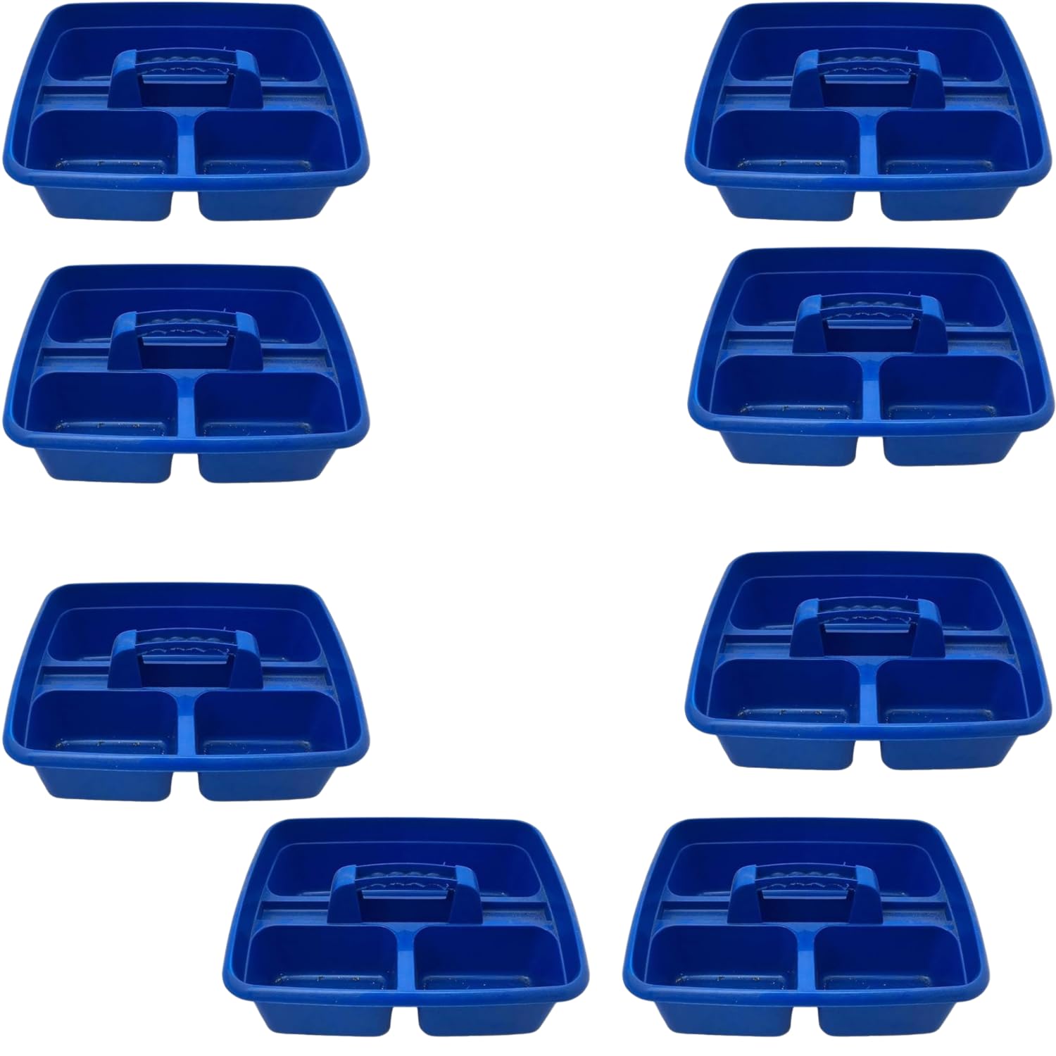 Caddy Tray – 12" x 15" 3 Compartment Polypropylene Carrying Container with Handle – Cleaning Tool Storage Caddy – Colour Coded – For Home Garden Equestrian Blue Pack of 8