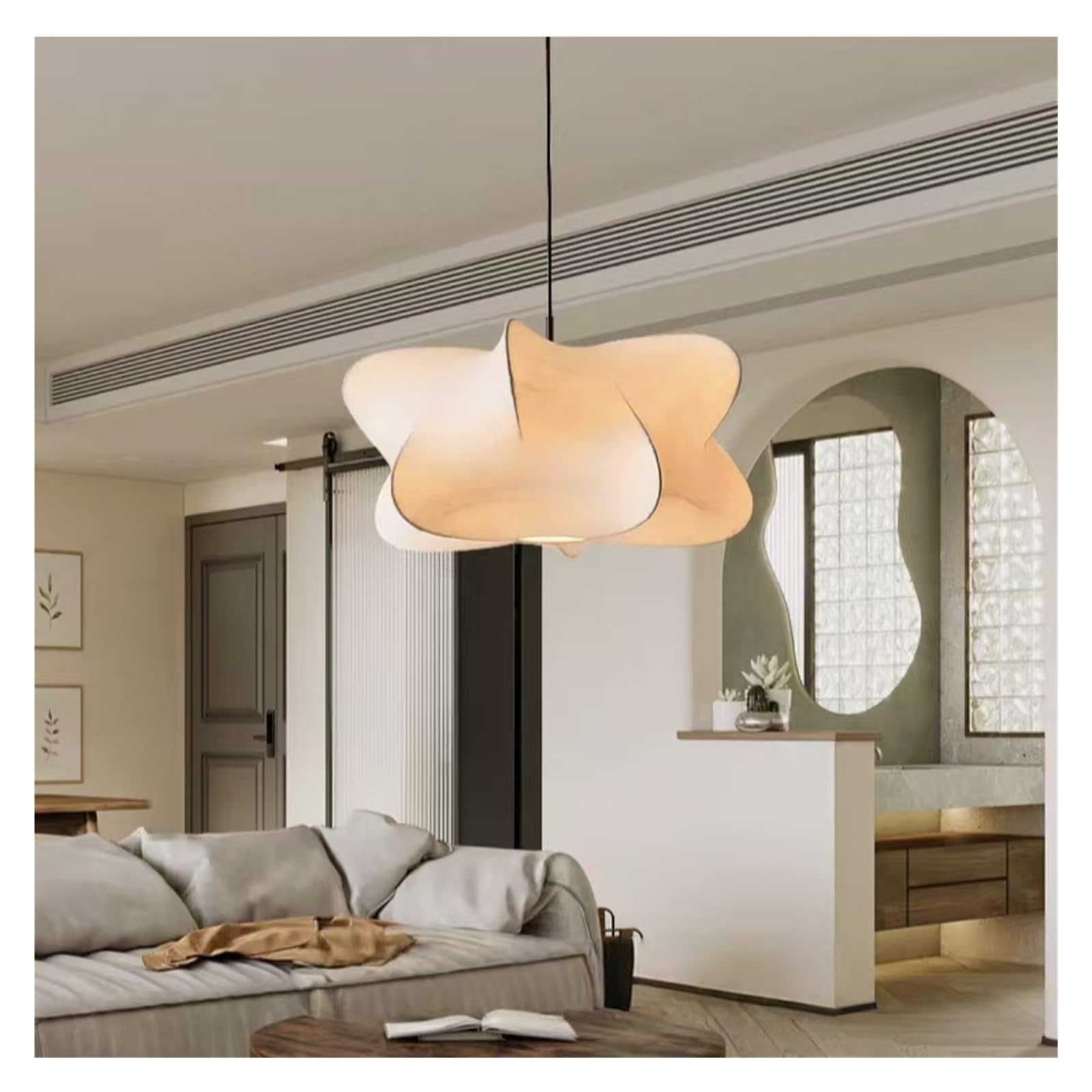 Retro Art Silk Pendant Light Creative Bedroom Living Room Decor Main Lamp Lighting Luminaire