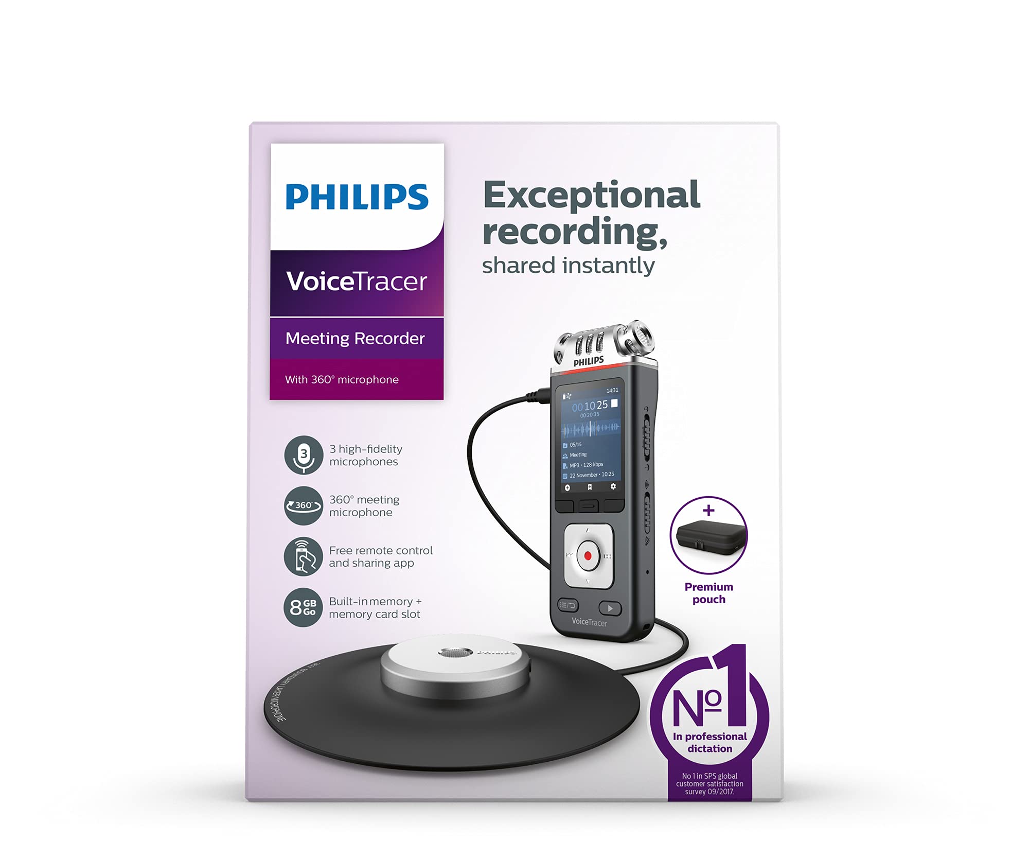 Philips Enregistreur Voicetracer réunion sur 360° Microphone de Surface Inlus DVT6110