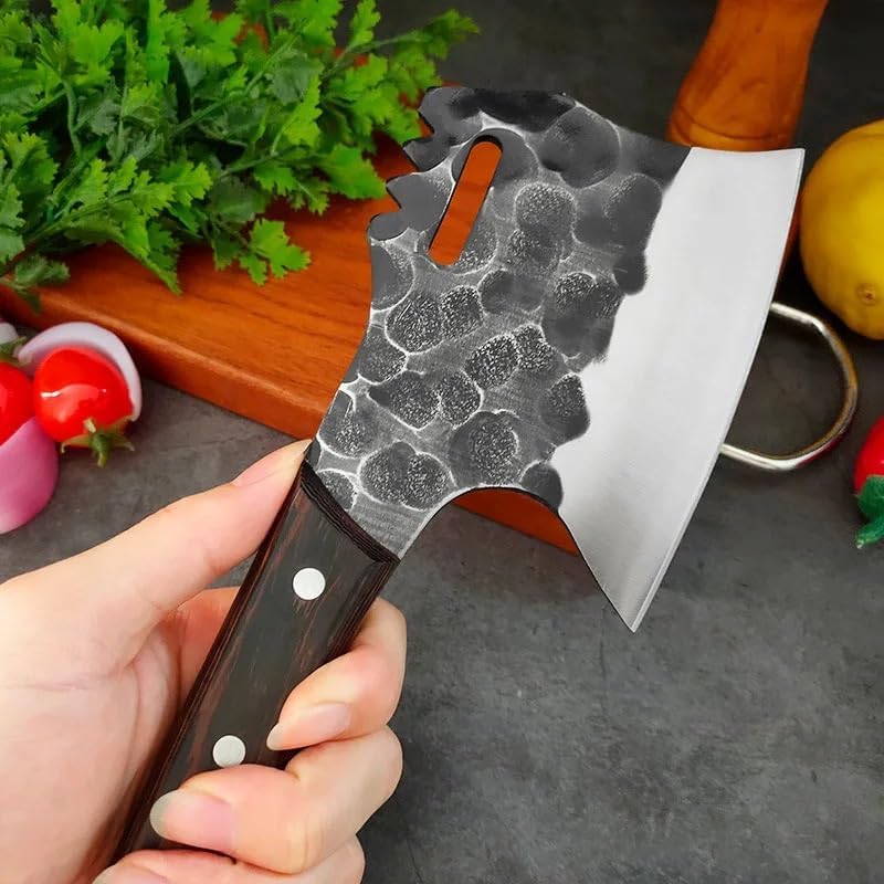 MAYiT Meat Cleaver Knife, Forged Cleaver Kitchen Chopping Knife Butcher Knife Slaughter Meat Bone Chopper Firewood Knife