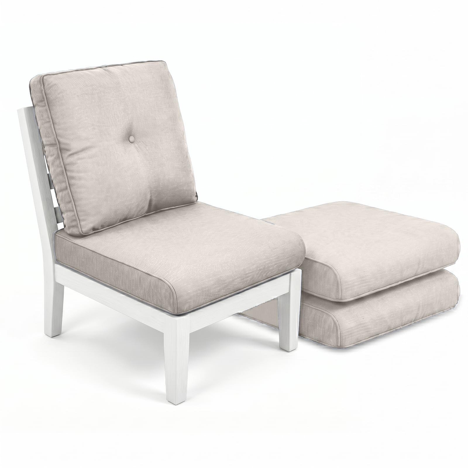 Luxury 4" Thick Outdoor Cushion Set of 3 - 22x24 Patio Furniture Cushions with 28D High-Density Foam, Water-Resistant &amp; Fade-Resistant Fabric, Removable Covers for Patio Furniture Sofa Couch -Beige