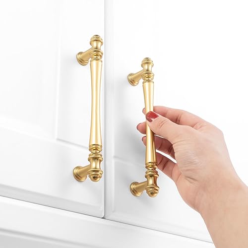 Miniatura 4 de KOOFIZO 10 Pack 5 Inch Brushed Gold Kitchen Cabinet Handles Gold Cabinet Pulls Gold Cabinet Hardware P30 for Cabinets Drawer Dresser Cupboard