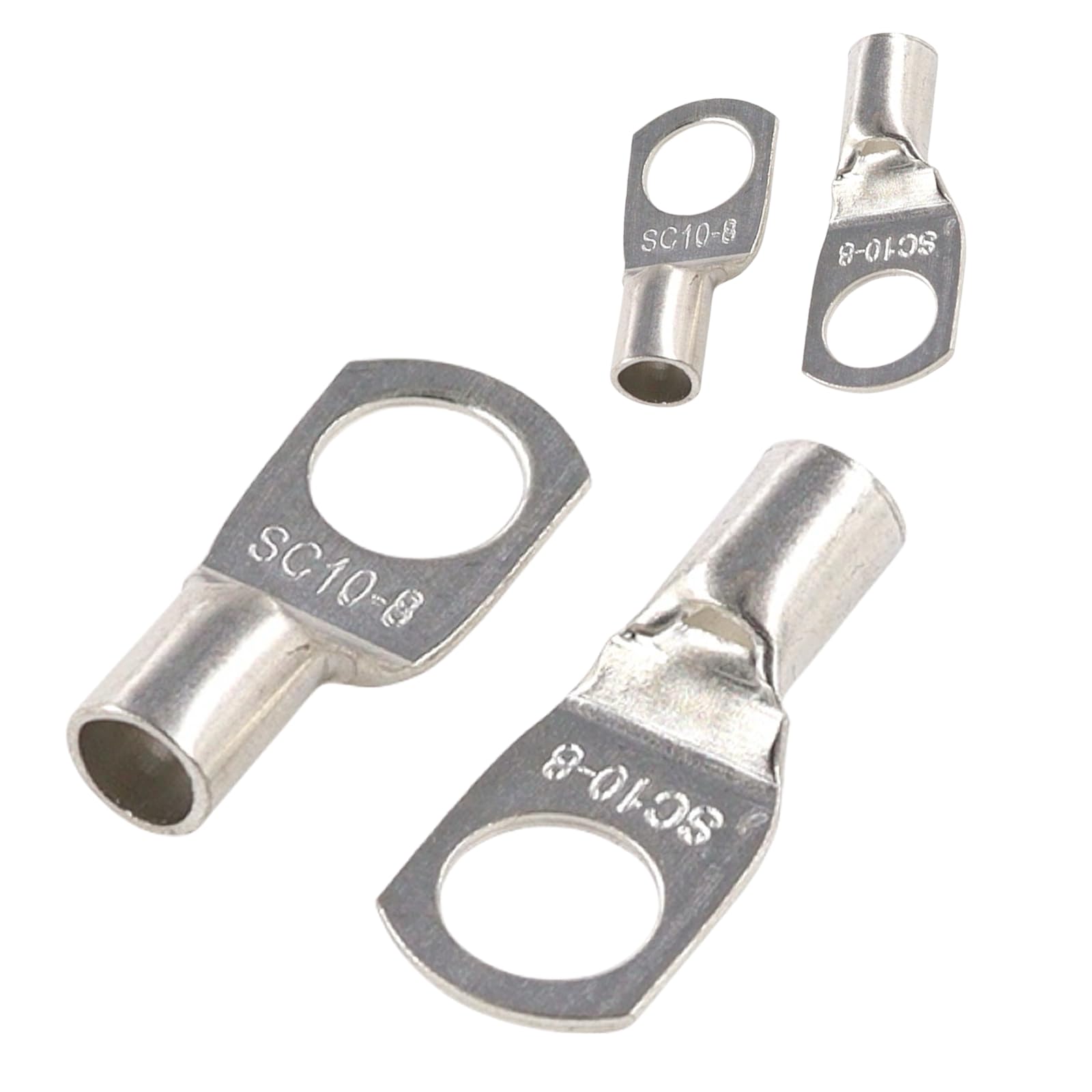Joyelec Sc10-8 40Pcs Tinned Copper 10.0Mm² Cable Lugs M8 Battery Sc Ring Crimp Terminals Connectors For Electric, Auto, Boat, Car,Battery Cable Ends Lugs, Bolt Hole Crimp Terminals Connector