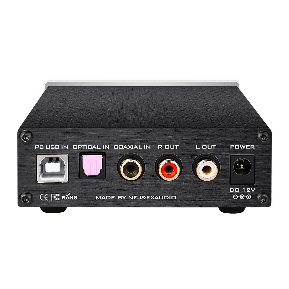KGUSS DAC-X6 Mini HiFi 2.0 Decodificatore audio digitale DAC Ingresso USB/coassiale/ottica/uscita RCA/Amplificatore per cuffie 24 Bit/96 KHz DC12 V (argento)