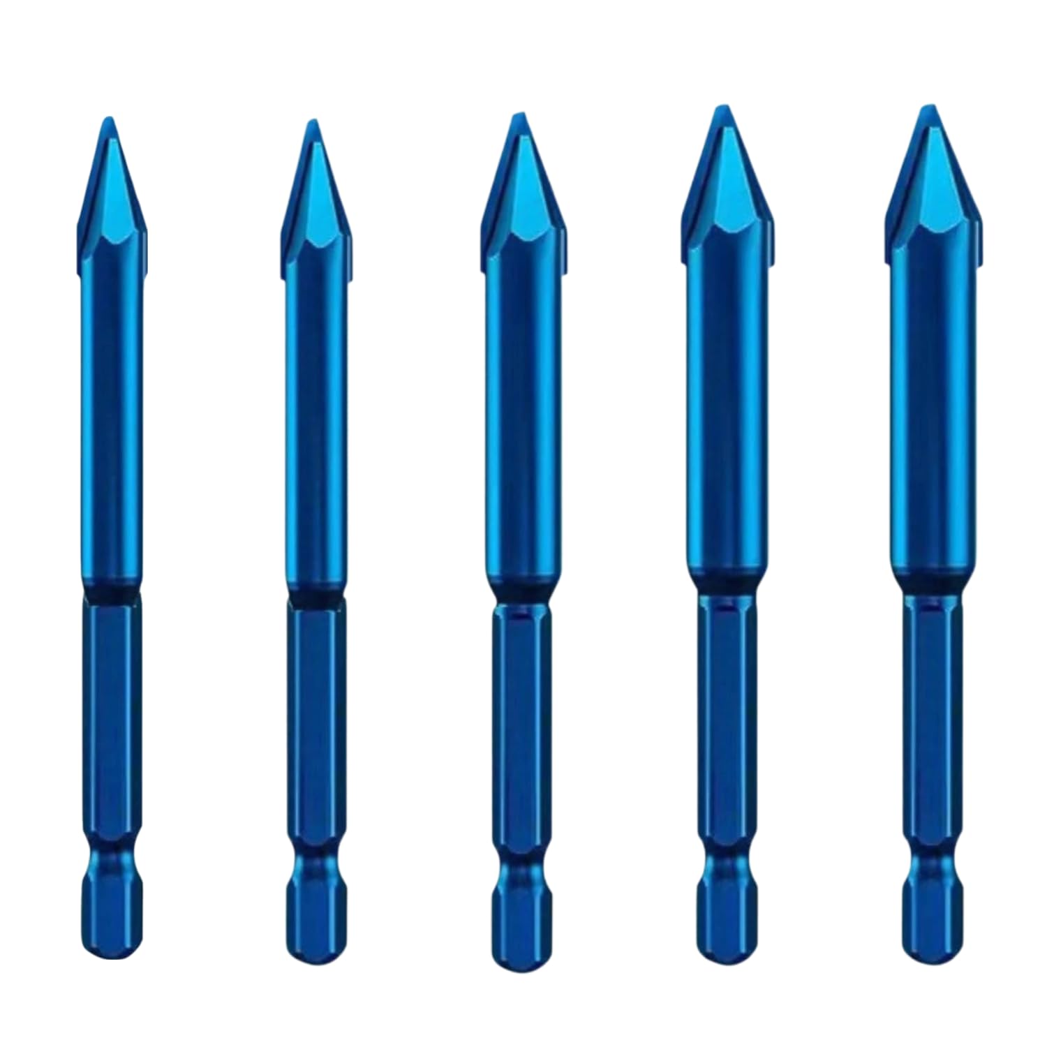 5-Piece Eccentric Long-Length Straight Shank Tile Drill Bit Set (6-12mm) - Carbide Porcelain Tile Drill Bit, Glass Drill Bit & Concrete Drill Bit, Drill Bit for Tiles | FUGYTVEN