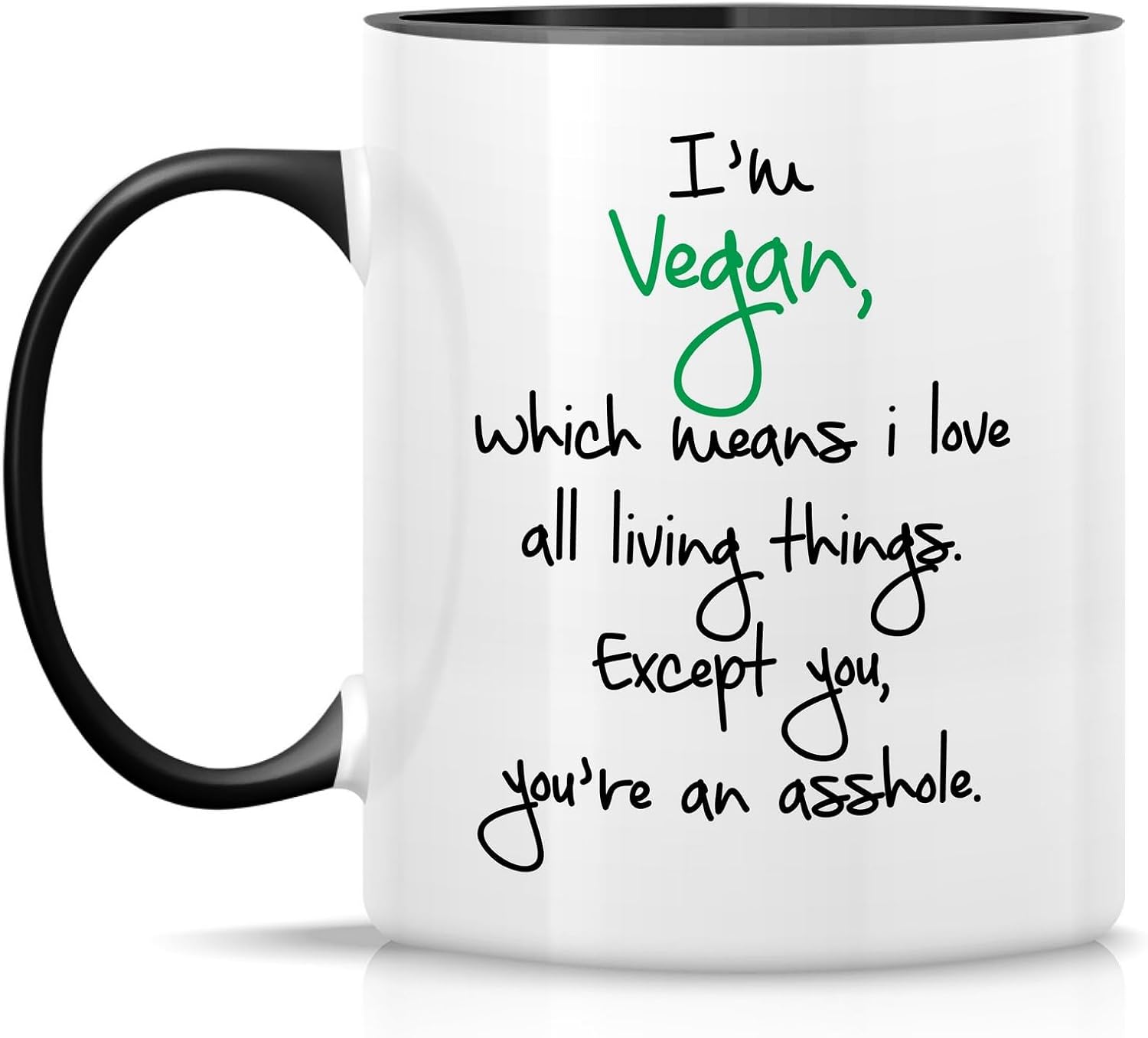 Retreez Funny Mug - I'm a Vegan Means I Love All Living Things Vegetarian 11 Oz Ceramic Coffee Mugs - Funny, Sarcasm, Sarcastic, Inspirational birthday gifts - White Mug with Black Handle and Inner - Image 2