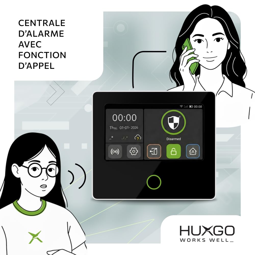 HXA502 Kit Alarme sans Fil WiFi + GSM 4G | Système d’Alarme avec Sirène Solaire, 9X Détecteurs PIR, 9X Capteurs d’Ouverture | Idéal pour Habitation & Garage, Kit de Sécurité Connecté