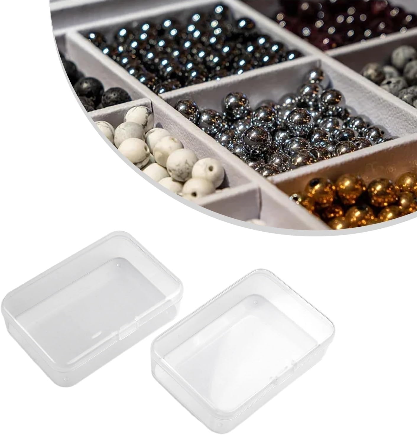 Small Storage Containers 20Pcs Clear Plastic Box with Hinged Lid for Small Item Craft, Beads, Necklaces, Ear Studs, Rings