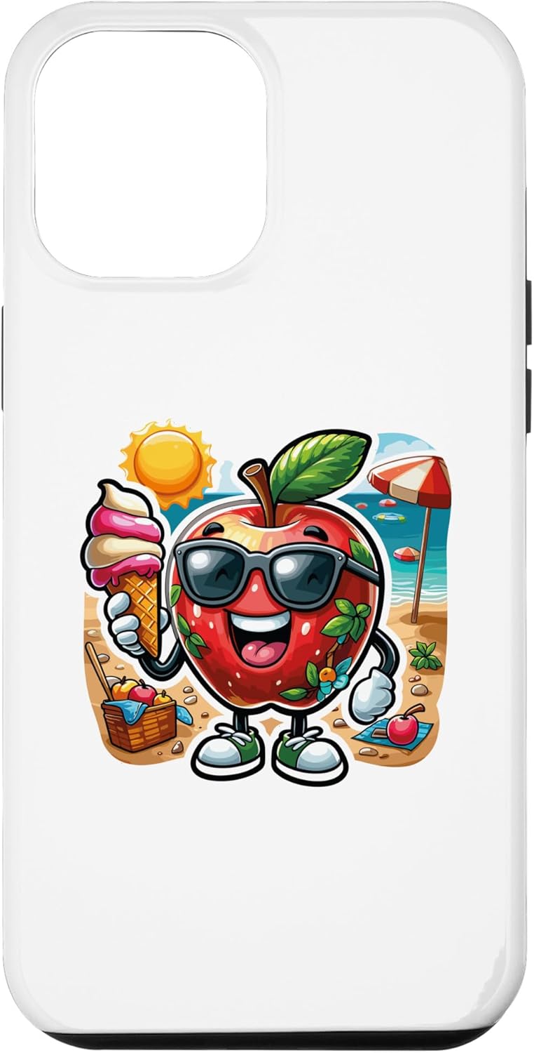 iPhone 15 Pro Max Funny Apple Wears Suglasses Enjoying Summer & Licks The Ice Case