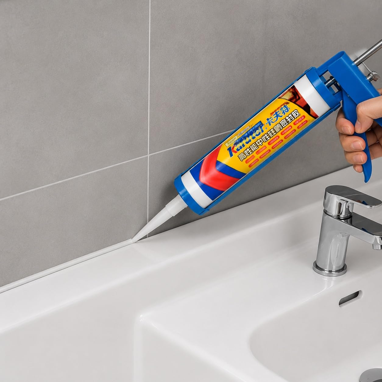 VIDOO Kafuter K-904 Neutralna Pasta Silikonowa, Architektoniczny Uszczelniacz Złączy Odporny na Warunki Atmosferyczne do Ram Okien Zewnętrznych Elewacji, 300ml - Przezroczysty