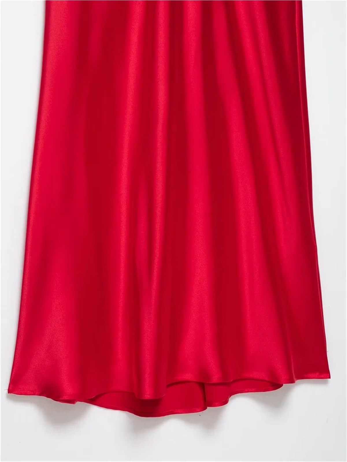 Fond De Robe Femme Robe mi-longue d'été en satin de soie rouge for femme, tenue sexy à bretelles décolletées V profond