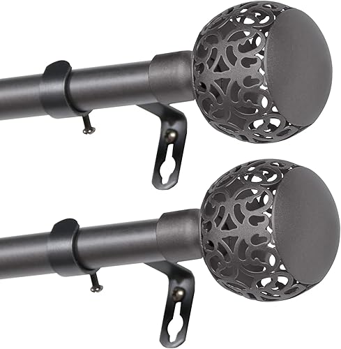 Turquoize Paquete de 2 barras de cortina de ventana para ventanas de 48 a 84 pulgadas, juego de barras de cortina individuales ajustables