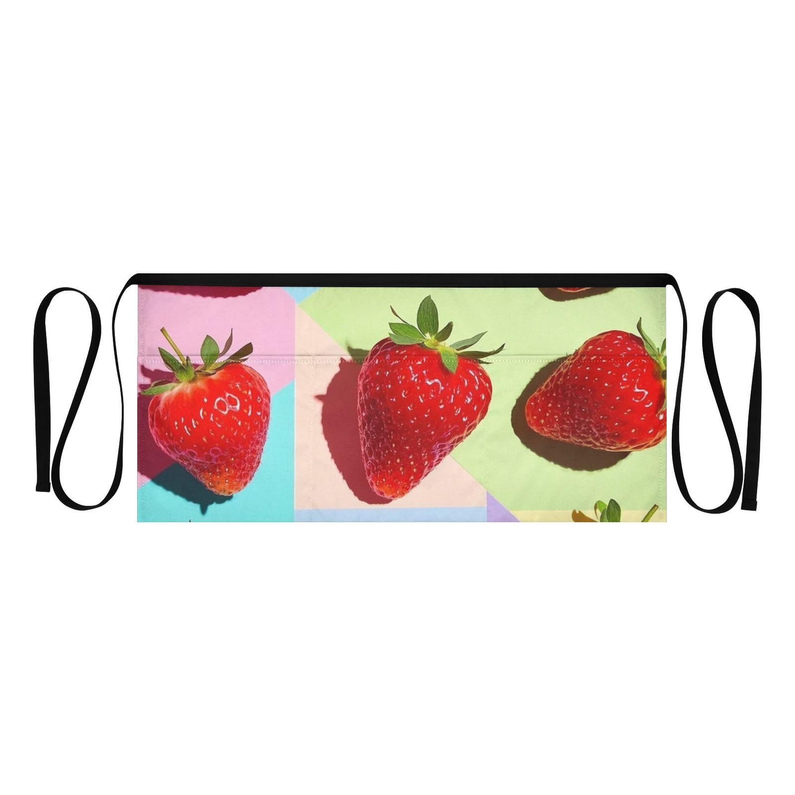 FASHON&FASCIN Server Apron with Pockets Waist Aprons Half Waitress Apron Strawberry Pattern for Gardening Restaurant,Multi7