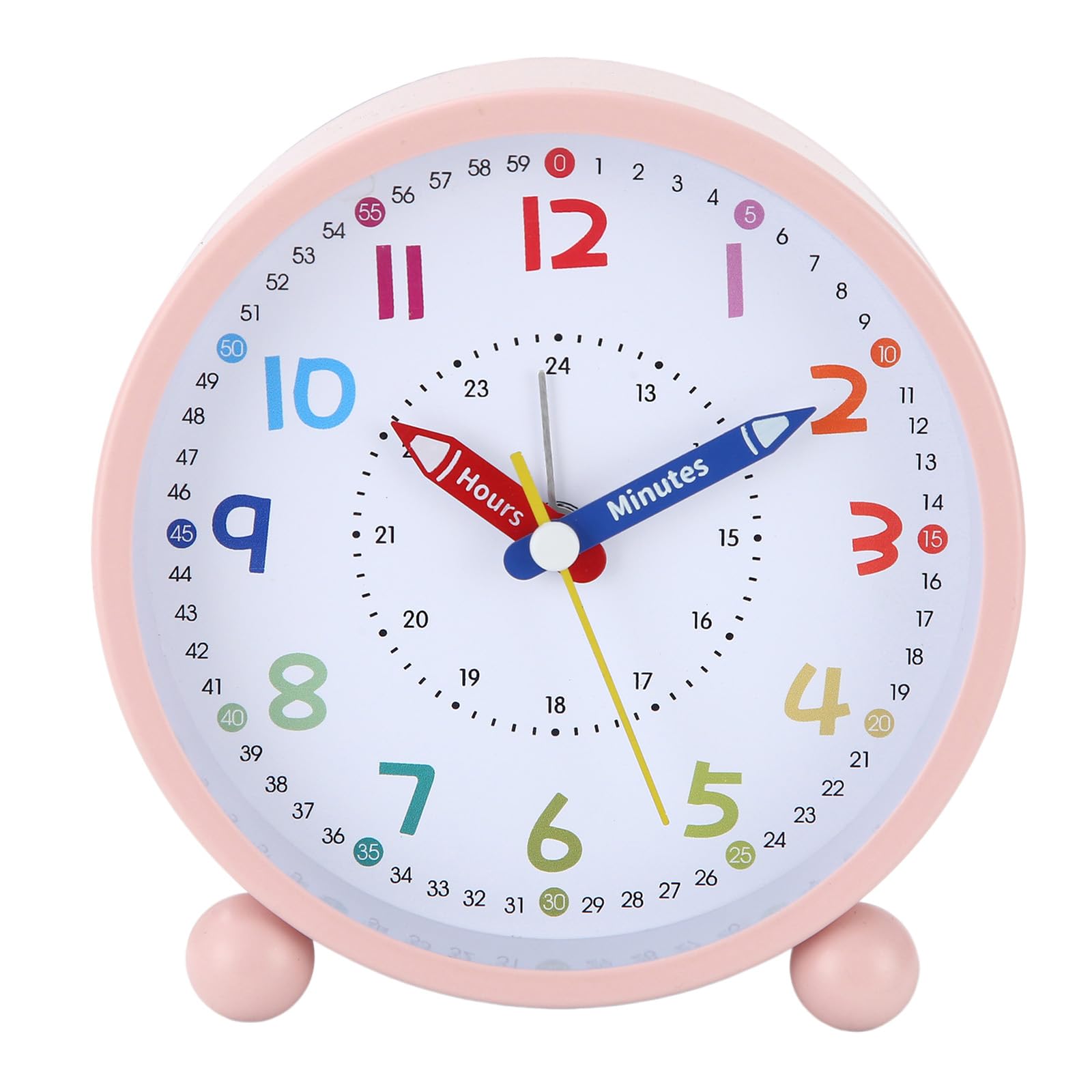 Kaeltsyn Kids Educational Analog Alarm Clock with Large Display and Nightlight Battery Operated for Bedsides and Study Area Analog Learning Clock