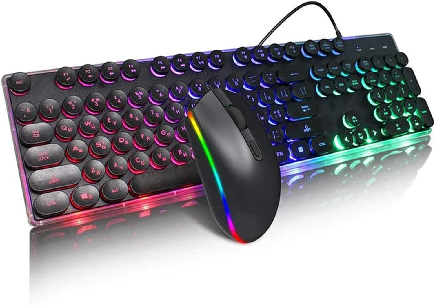 Klawiatura i mysz przewodowa zestaw do gier RGB podświetlenie wielofunkcyjne klawisze podpórka pod nadgarstek oraz mysz gamingowa 1600dpi dla Windows PC