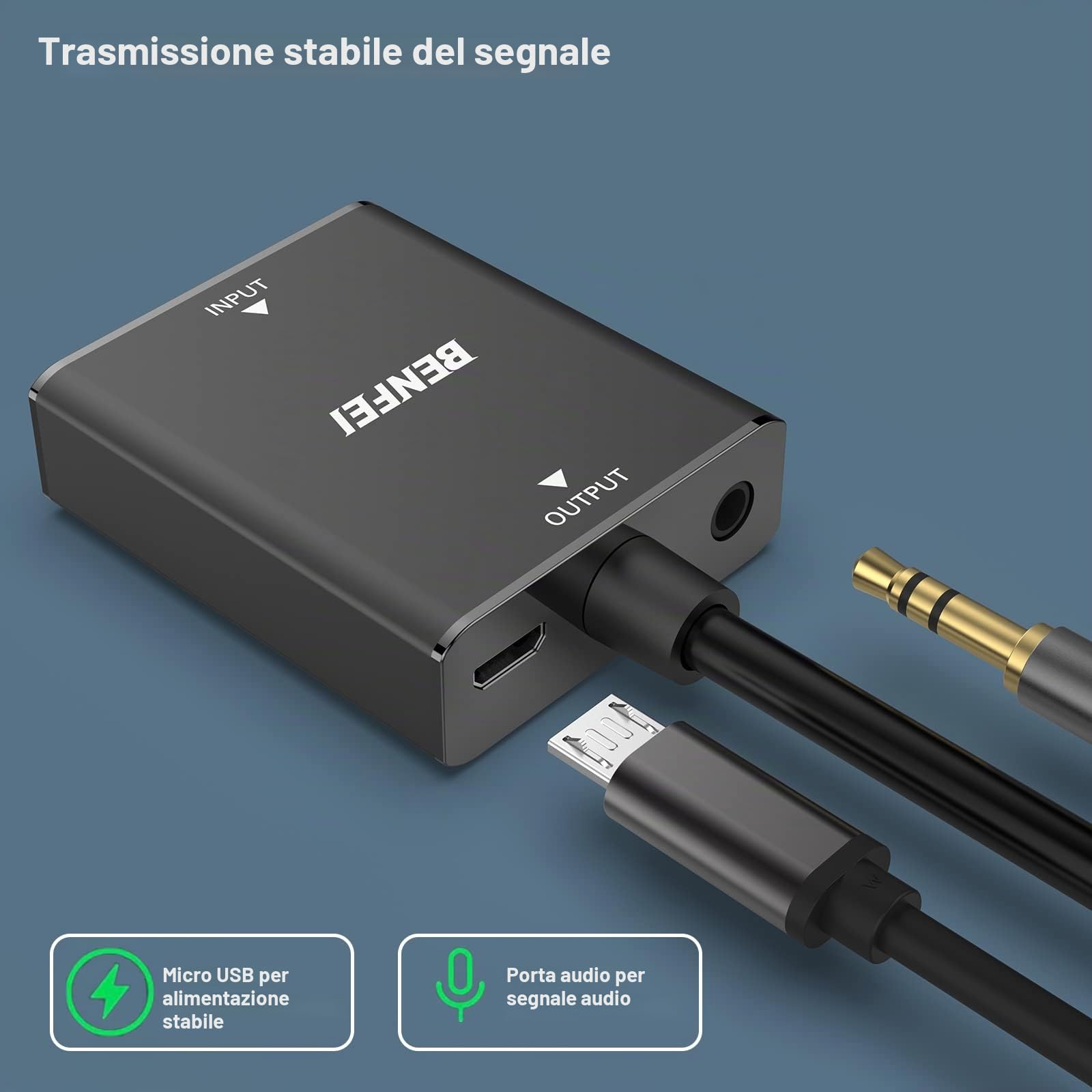 BENFEI Adattatore HDMI a VGA 3.5 mm jack audio, Unidirezionale, Femmina a Maschio, Compatibile con TV Stick Laptop PC Raspberry Pi Roku Xbox
