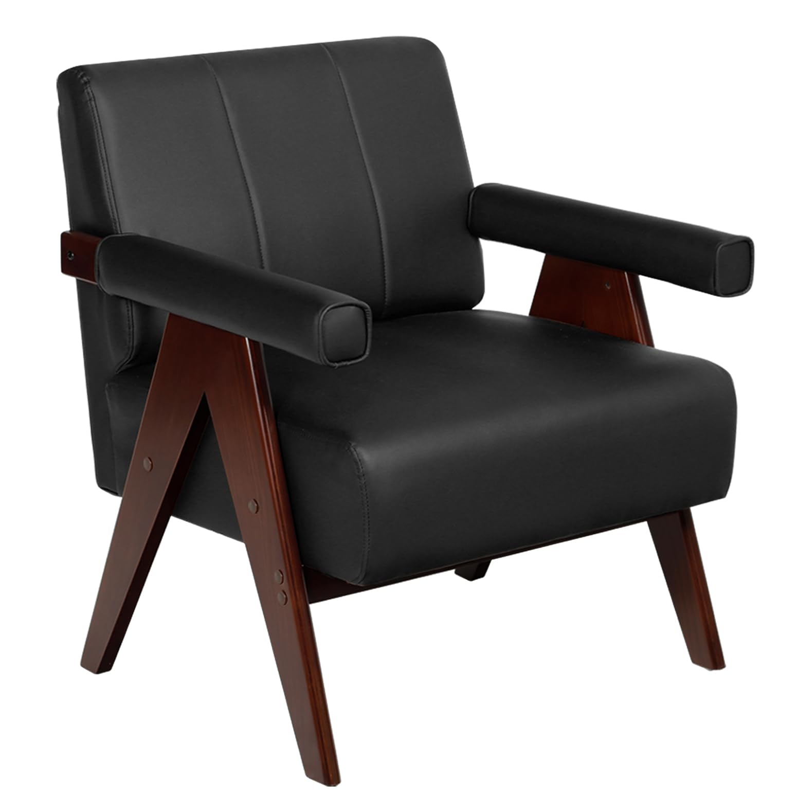 AODAILIHB Mid Century Modern Chairs Black Leather Accent