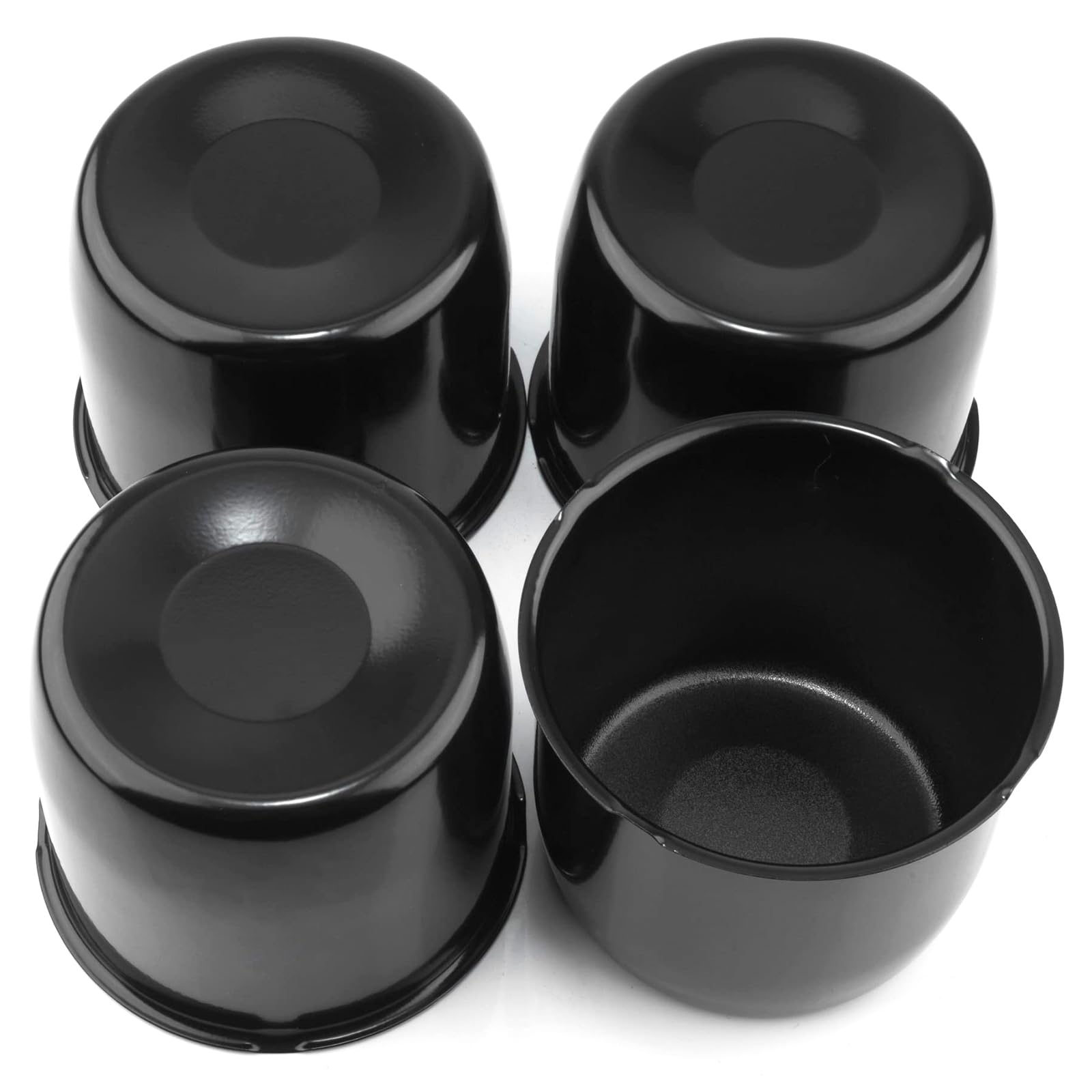 GTownWorks 4Pcs 4.25 inch Wheel Center Caps Push Through for Truck Trailer RV SUV Wheels Rims, Black Carbon Steel Hub Caps 4.25" Bore, 3.66" Tall